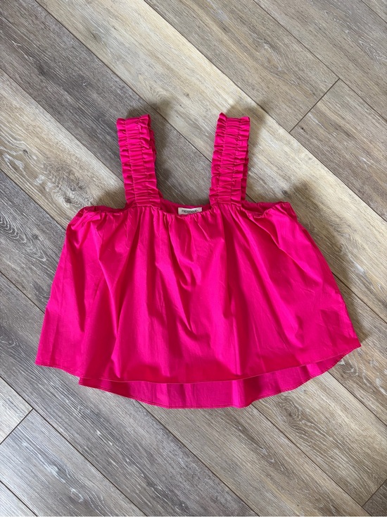Freshman Tops - Freshman Hot Pink Ruffle Poplin Top